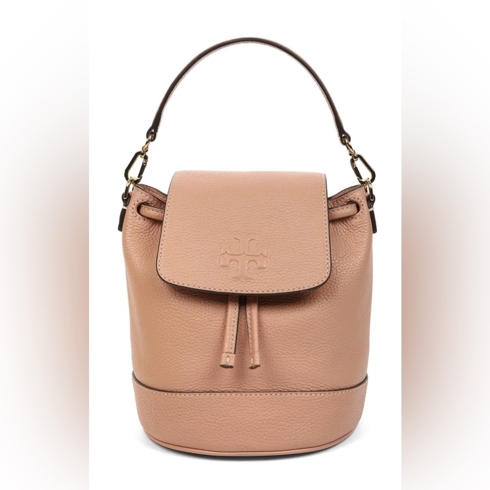 Tory Burch Thea Pebbled Leather Mini Convertible Bucket Backpack Gently used.
